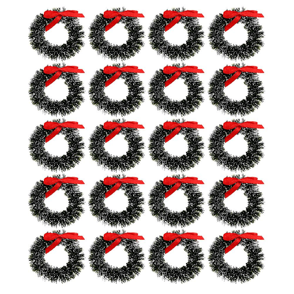20 st Mini Julkransar för Utomhuslek, Konstgjorda Julkransar, Dekorationer för Julhelgen, Mini Kransar, Hantverk