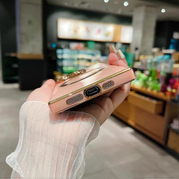 iPhone 15 Pro [MagSafe Compatible] Full Camera Protection & Electroplated Reinforced Corner Protection Shockproof Soft TPU Edge Bumper Case (Pink)