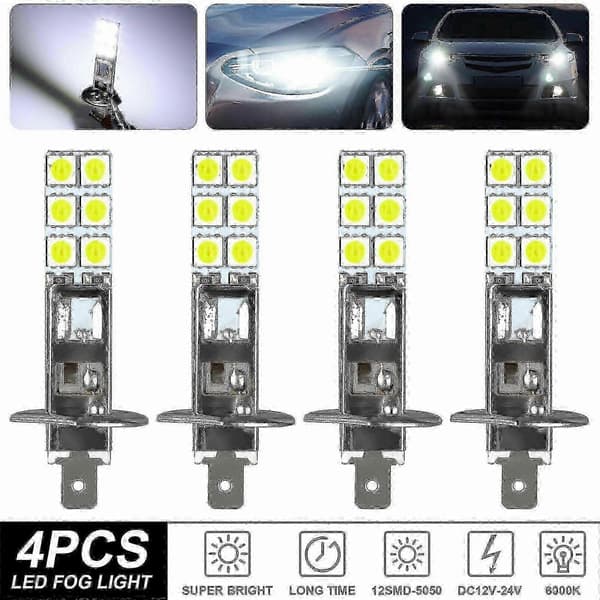 80w 6000k Superhvite H1 LED-frontlyspærer Kit for tåkekjøring - 4 stk