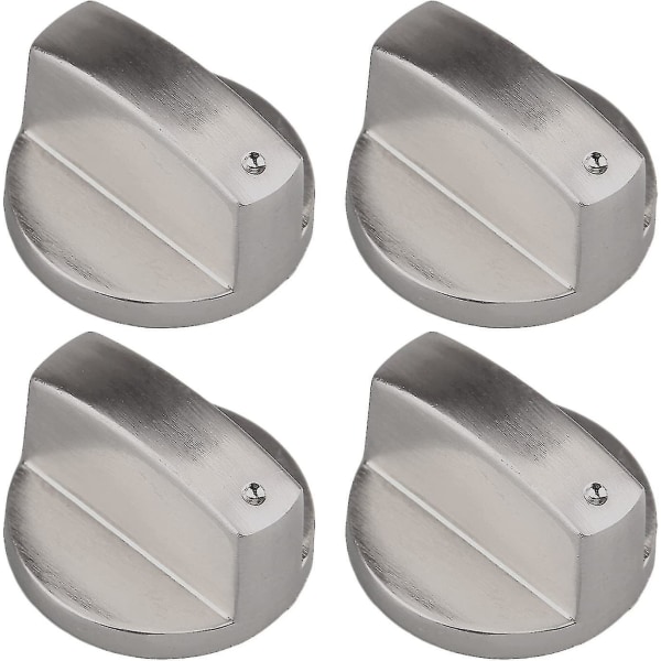 Gasskran, 4 stk Metall 6mm Universal Sølv Gasskomfyr Adapterknapp Kontrollbryter Matlaging Kontrollflate Lås