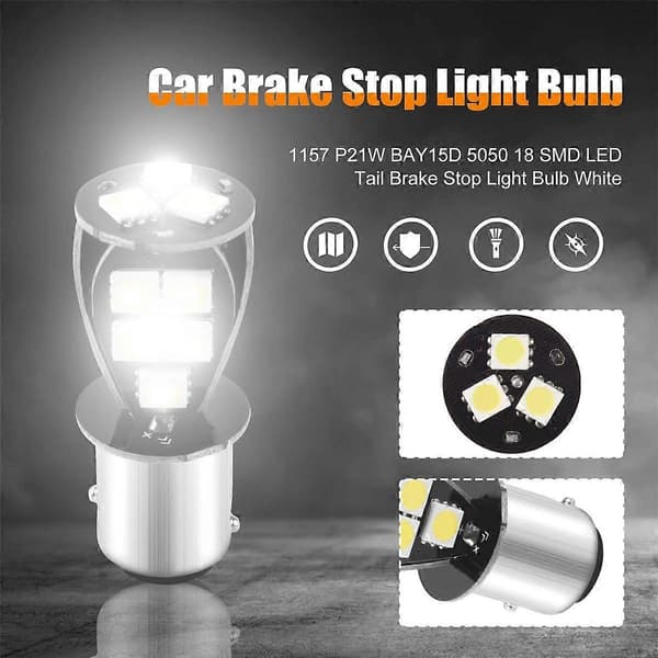 1157 P21W BAY15D 5050 18 SMD LED Baklys Bremsestopplyspære Hvit