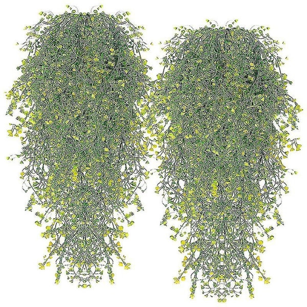 Riippuvat kasvit Keinotekoiset kasvit, jotka ovat yhteensopivat seinäkotihuoneen kanssa 2 kpl (keltainen)