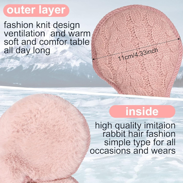 2 kpl Taitettavat Korvanlämmittimet Säädettävät Neulotuilla Korvasuojat Fuzzy Fleece Vuorella Unisex Talvi Korvasuojat