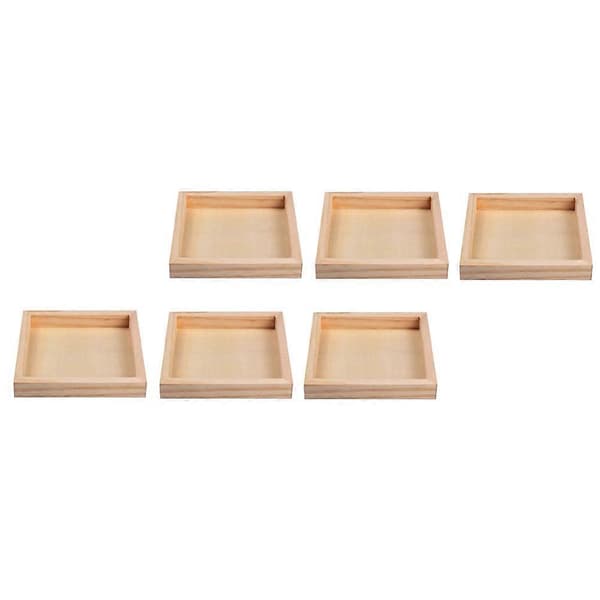 Träbrickor Set om 6 st Beige Rektangulära Brickor Designade för Pusselmontering och Organisation