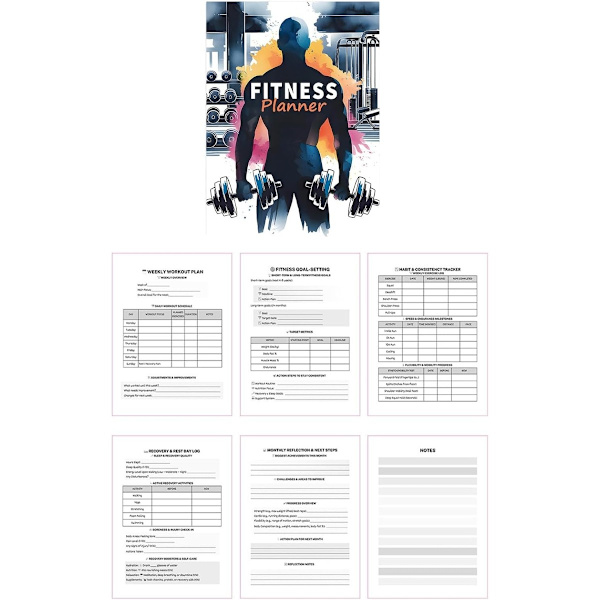 Fitness Planner Notebook: Your Ultimate Workout Log and Training Diary to Track Your Progress