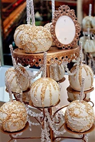 1 sæt Candy Apple Bambuspinde, Karamelæble Træ Bling Spidse Spyd, Madpinde med Cellofanpose Glitterbånd (Sølv)
