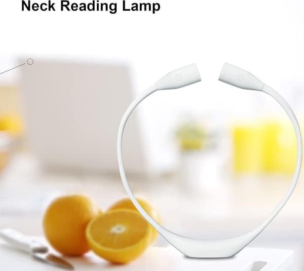 Neck Light, USB Rechargeable 3 Brightness Levels 360° Flexible LED Reading Light for Running/Reading/Studying (White)