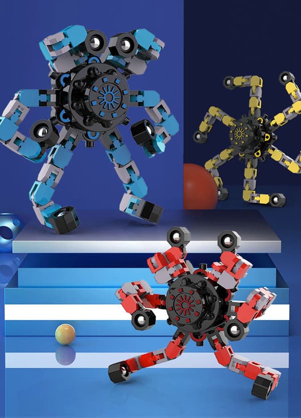 Transformerende Fidget Spinner Legetøj – Mekanisk Robot Stressaflastende Legetøj*【blå】* 【blue】 【blue】