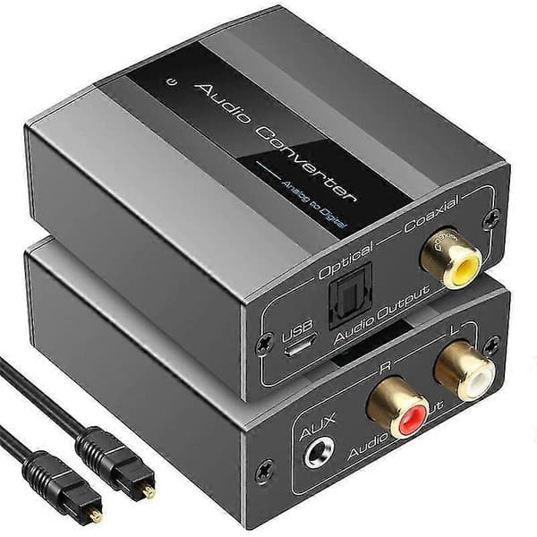 Analog til digital lydkonverter RCA til optisk med optisk kabel lyd digital Toslink og Coaxi