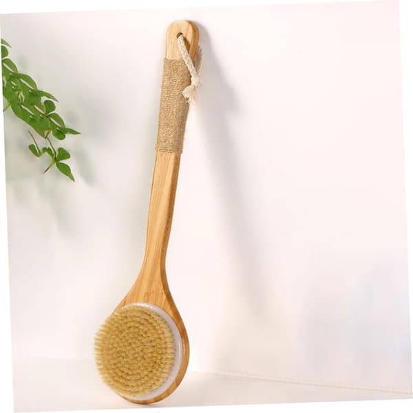 Long Handle Shower Brush Soft Bristles for Back Exfoliation Double-Sided Bath Scrubber Tool