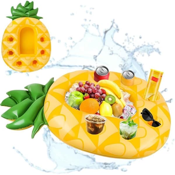 Inflatable Pineapple Cup Holder. Floating Pool Bar. Inflatable Drink Holder. Inflatable Pineapple Tray.