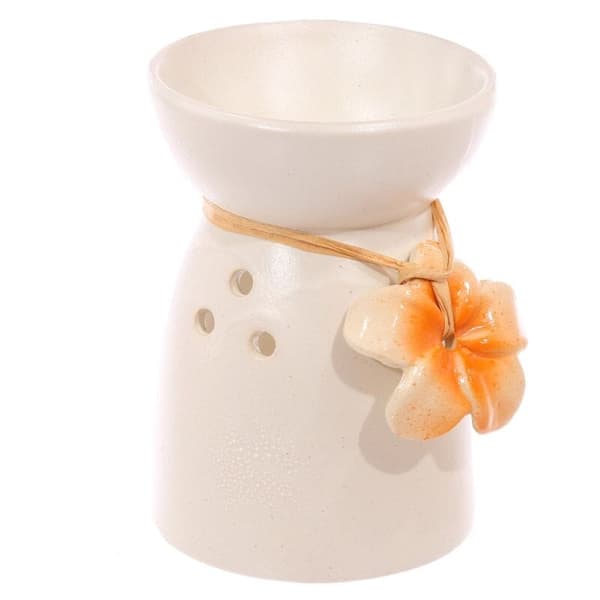 Plettet cremehvid keramisk aromalampe orange 350