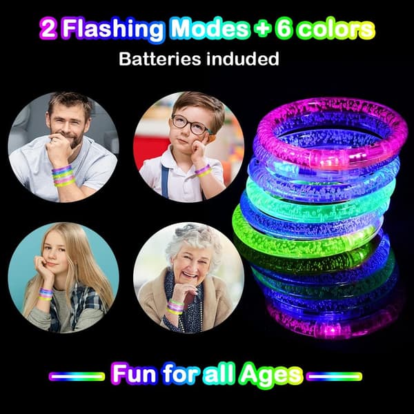 16 stk. LED-armbåndssæt, selvlysende LED-armbånd, festtilbehør, selvlysende tilbehør til børn og voksne