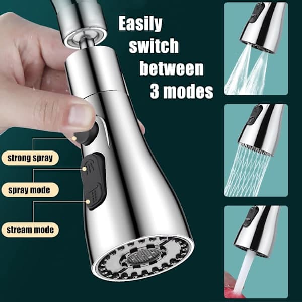360° Rotatable Kitchen Faucet Nozzle with 3 Modes - Kitchen Faucet Spray Head Replacement Faucet Head Aerator