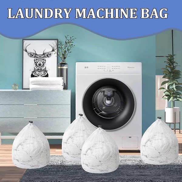 Laundry Net with Drawstring, Mesh Washing Machine Bag Travel Laundry Bag for Underwear Bras Socks (30 x 40cm)