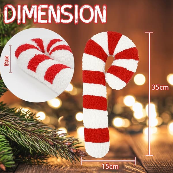Christmas Gingerbread and Candy Cane Pattern Plush Pillow - Decorative Sofa Cushion