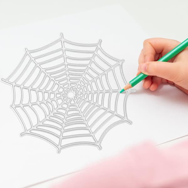 2 stk. edderkoppnettformer i karbonstål til Halloween, metallpregestensiler
