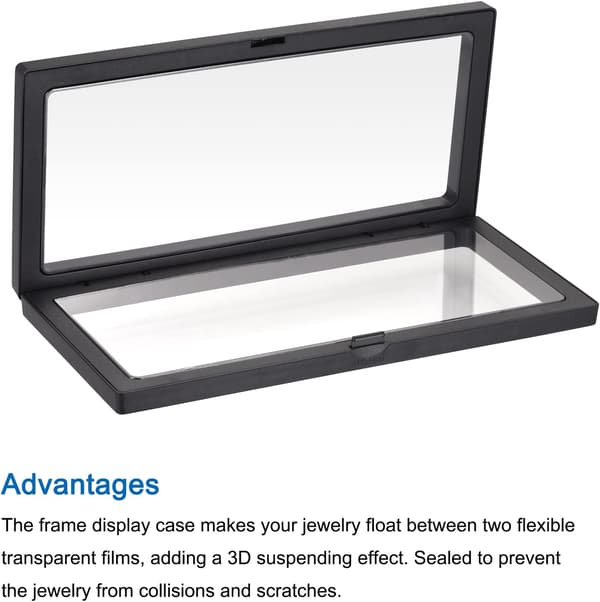 Flydende ramme displayholder stativ 3D smykkeskrin med base 11,81 x 4,33 0,79 tommer sort pakke med 2 Red