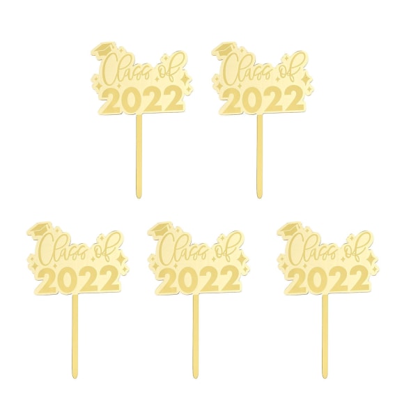 5 stk Bursdagskakepynt  Nyttårs Graduation Party Cake Ornament  Graduation Cupcake Golden 17X10.5CM