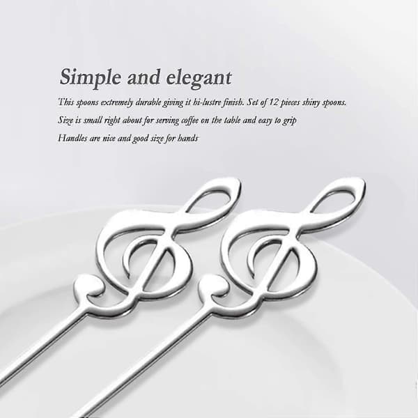 4 PIECES Dessert Spoons Decorative Music Note Stirring Spoons Coffee Spoons for Home [DB]