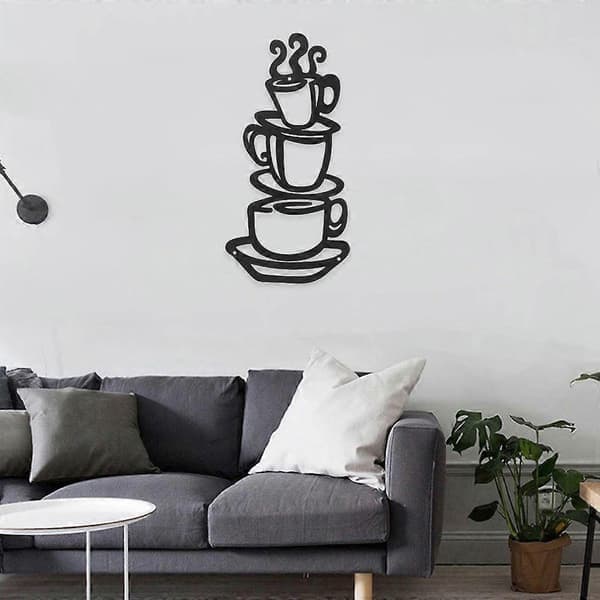 Coffee Cup Wall Art Metal Decor Sign Cafe Theme Sculptures Kitchen Restaurant