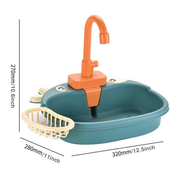 Kids Play Sink with Electric Circulation System - Kids Kitchen Toy with Fruit & Tableware