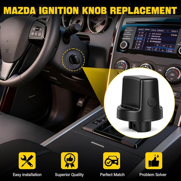 Ignition Key Knob and Start Button Replacement for 2007-2015 Mazda CX-9, 2006-2007 Mazda 6, 2007-2011 CX7 – Replaces D461-66-141A-02, D6Y1-76-142