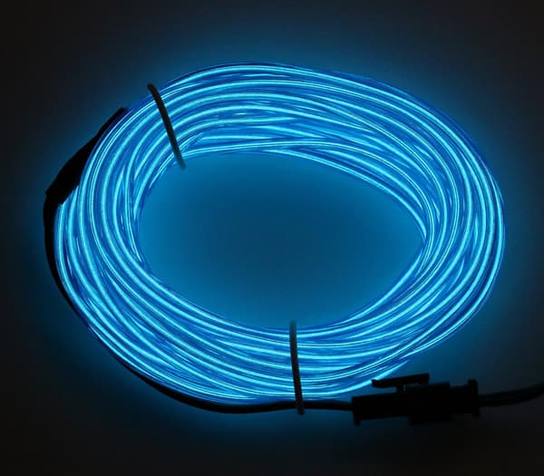 wxsp EL Wire Neonlys 16.4ft/5m, Bærbar Blå EL Wire Glødende Batteridrevne Neonstrips LED-strips til Halloween Dekorationer Festfavorit