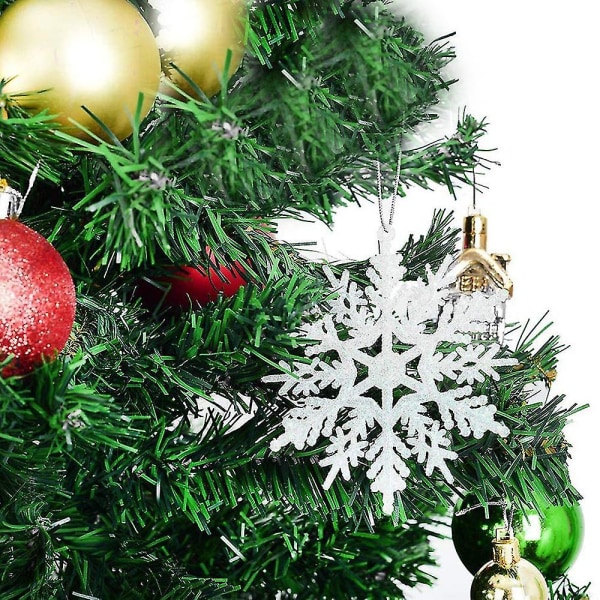 24 kpl muoviset joulukimaltelevat lumihiutalekoristeet Xmas Tree DecorWhite White