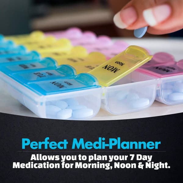 Weekly Pill Organizer, Medicine Reminder Boxes 3 Times a Day, Easy to Read