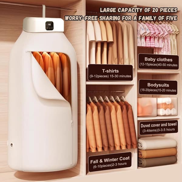 Portable Electric Clothes Dryer, Mini Foldable Dryer, Small Clothes Dryer, 480 Min Timer and PTC Heating Function, for Apartment, Travel, Dorm, RV