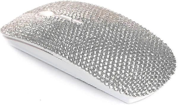 10 Ones Design Bling Trådløs Mus Glitter, Sølv Rhinestone Glitter Trådløs Computermus Med