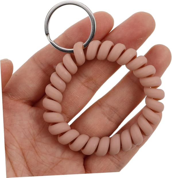 6 stk. elastisk spiralnøglering til håndleddet med klemme til bilnøgler, strækbar nøgleholder, alsidigt håndledstilbehør