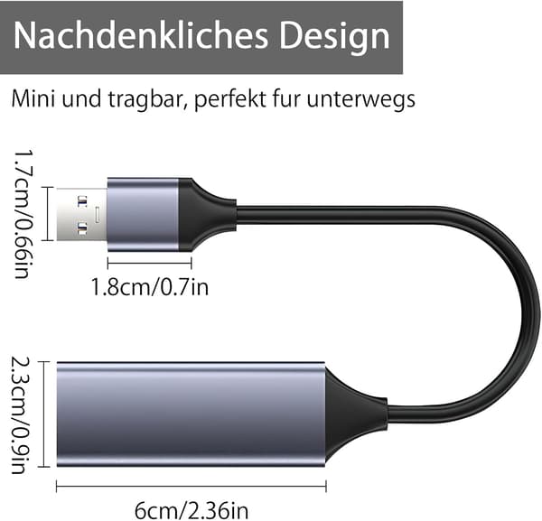 wxsp USB LAN 2.0 Ethernet-adapter, 1000 Mbps, USB til RJ45 Gigabit Ethernet LAN, kompatibel med Surface, MacBook, laptop, PC med Windows