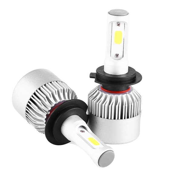 2 stk S2 72W 8000lm LED-frontlykter COB-pærer Hvit 6500K H7