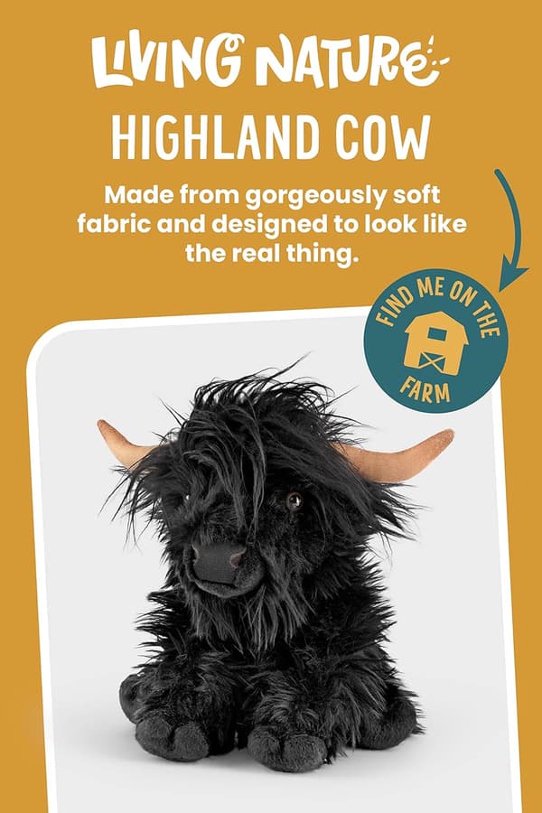 Svart Highland ku kosedyr 22 cm