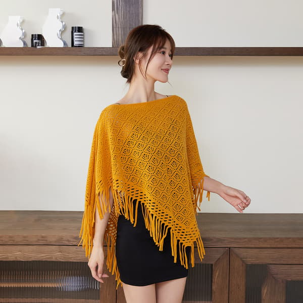Tassel Hollow Mesh Jacket Spring and Summer Personalized Top Sweater Women's Shawl Cape