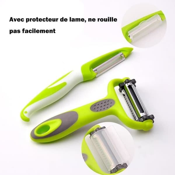 3-in-1 Julienne Peeler - Vegetable Spaghetti Peeler, Vegetable Peeler with Non-Slip Handle is Ideal for Peeling.