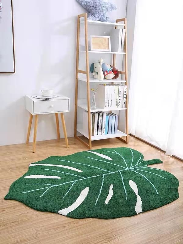 Liukumaton lehtikuvioinen kylpymatto Vihreä 60 x 90 cm