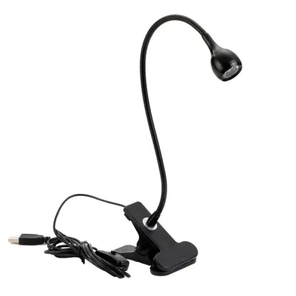 USB UV LED svart lyslampe med svanehals og klemmearmaturer for UV-gelnegler og ultrafiolett herding, Plug & Play, bærbar, sateng