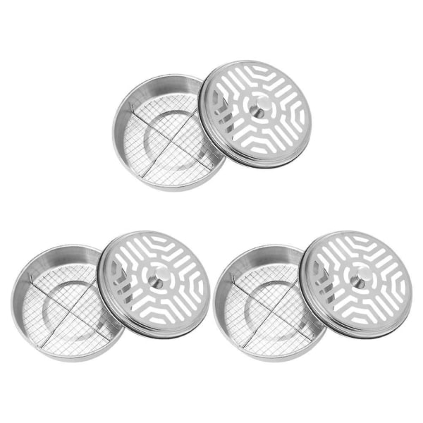 3 kpl Ruostumattomasta Teräksestä Valmistettuja Hyttyskierukan Astioita Ontto Pyöreä Hyttyskierukan Polttoastia Hopea 14,4X14,4X4CM Silver 14.4X14.4X4CM
