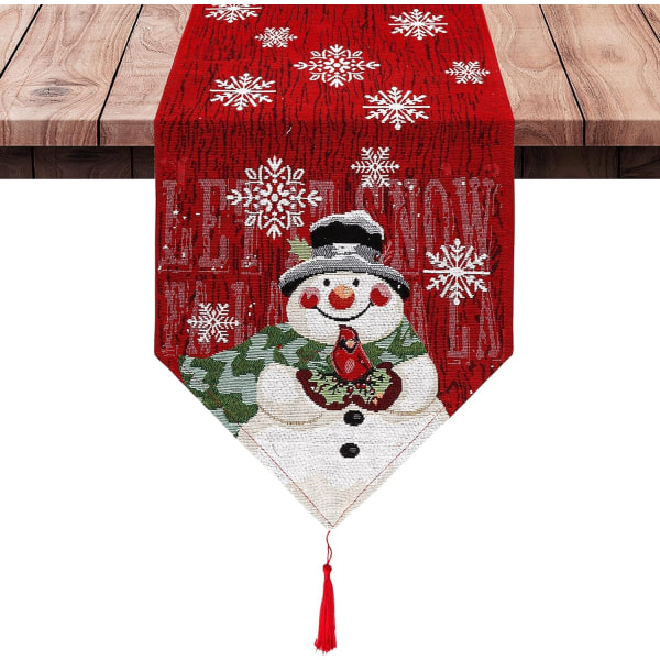 Julebordløper Snowman Snowflake bordløper til juleferie Kjøkken Spisebordsdekorasjon, 1372 tommer