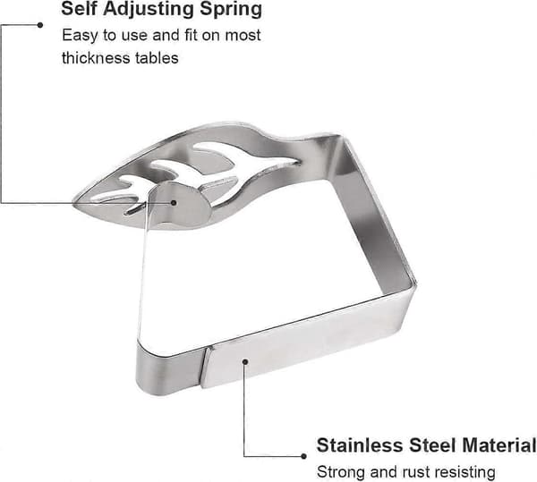 Tablecloth Clips Decorative Thick Stainless Steel Tablecloth Clips 8-pack Picnic BBQ Wedding Party Silver Leaf [DB]