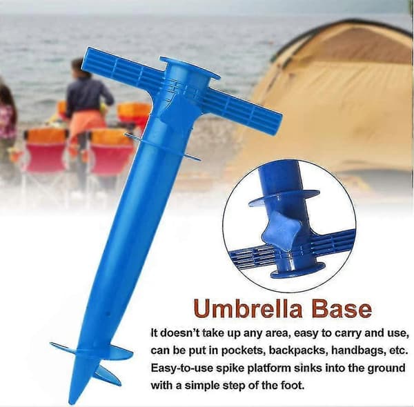 Beach Umbrella Sand Anchor - Universal Umbrella Ground Spike with 3-Layer Screw, One Size Fits All