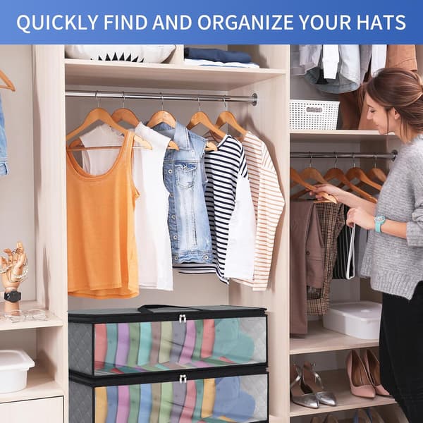 2-pack hat storage bag for baseball caps, hat organizer case, hat holder rack with 2 carrying handles for wardrobe, moisture protection