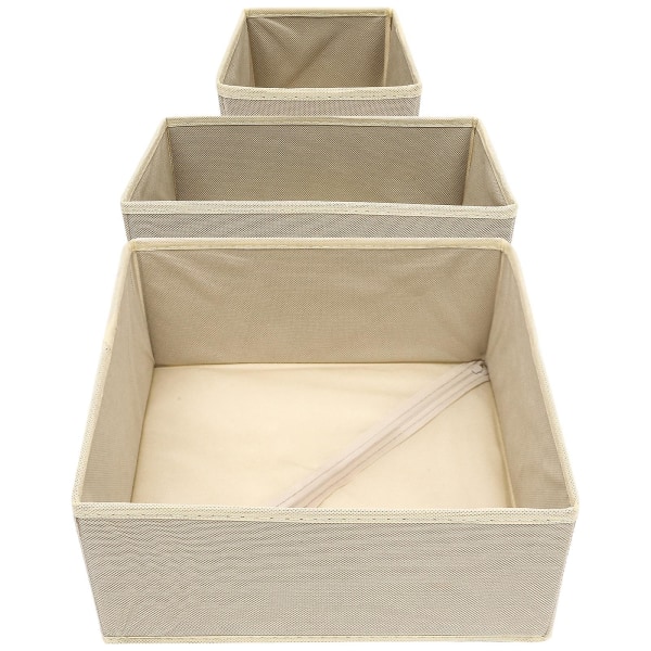 3 stk. Skab Underundertøj Organizer Underbukser Opbevaringsboks Sammenklappelige Skuffeorganisatorer Beige 28x28x12cm Beige 28x28x12cm