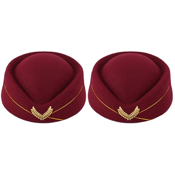 4pcs Women Air Stewardess Hat Woolen Flight Attendant Hat Stewardess For Costume Cosplay Musical Per