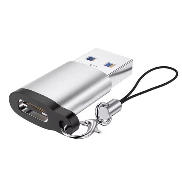 Type-C naaras-USB 3.0 -sovitin 2 kpl yhteensopiva Type-C-laitteiden kanssa USB C OTG -sovitin avaimenperällä musta ja hopea