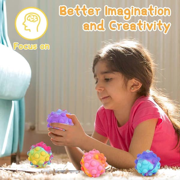 Pop Fidget Leksaker Dess Boll Leksak 4 ST 3D Stressbollar Dess Pop Fidgets Pack Partyfavörer för Barn Leksaker Autism Sensoriska Leksaker