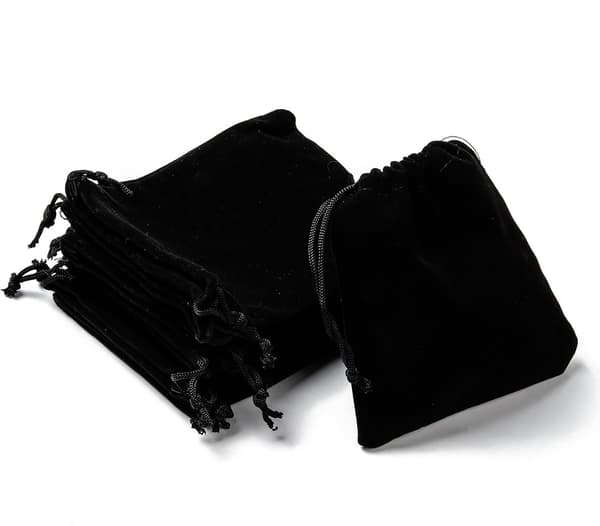 5 stk. fløjlsgaveposer til smykker til salg 3,9x4,7 tommer sorte snøreposer mini terning øreringe ure opbevaring bryllupsgave 12x10cm Black 12x10cm